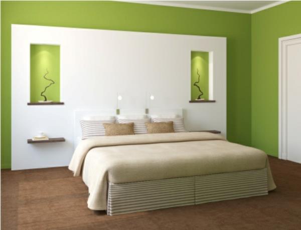 Seinämaali vihreän makuuhuoneen sävyissä