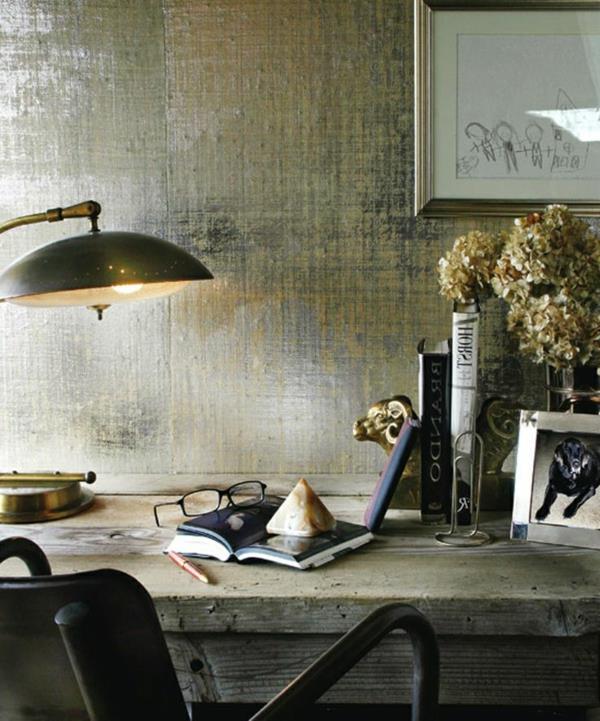 Seinävärinen pöytävalaisin metallivaikutteinen seinäkoristeväri työpöytä