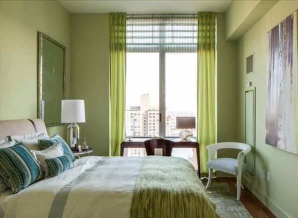 Seinän suunnittelu makuuhuoneen seinän väri vihreä rentoutuminen