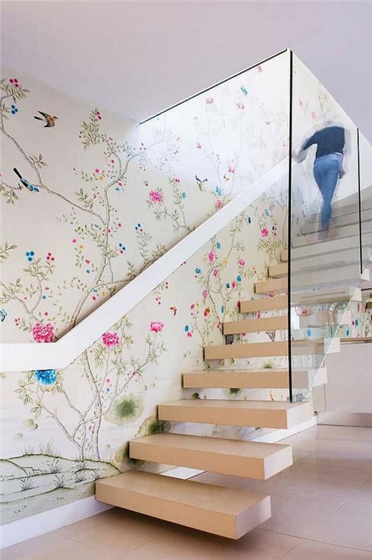 Seinäsuunnittelu portaikko kukka kuvio