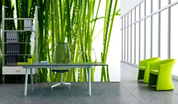 Seinäsuunnittelu valokuvatapeilla luonto vihreä työpöytä
