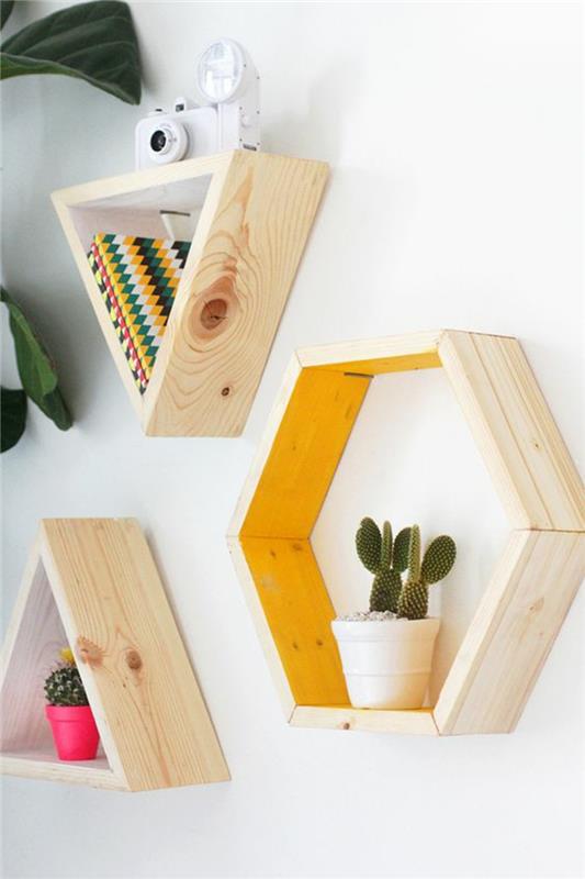 Rakenna seinähylly itse Ohjeet DIY rakenna geometriset hyllyt itse