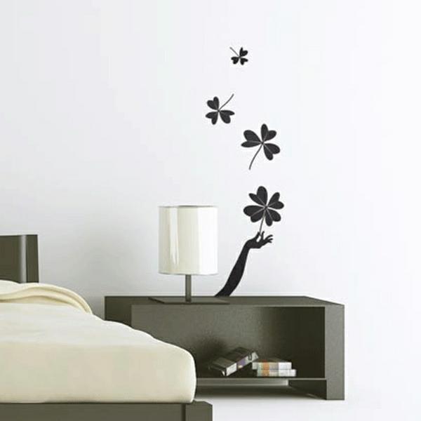 Seinätarrat ja seinätarrat makuuhuoneen kukat musta pöytävalaisin