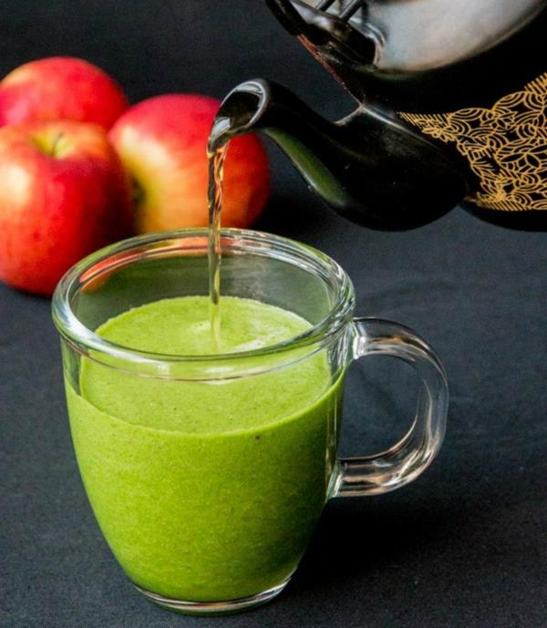 Lämpimät smoothiet Talvijuomat Omenan vihreä tee Matcha