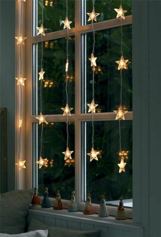 Jouluvalot ja LED -keijuvalaisimet sisätilojen tähti -ikkunoihin