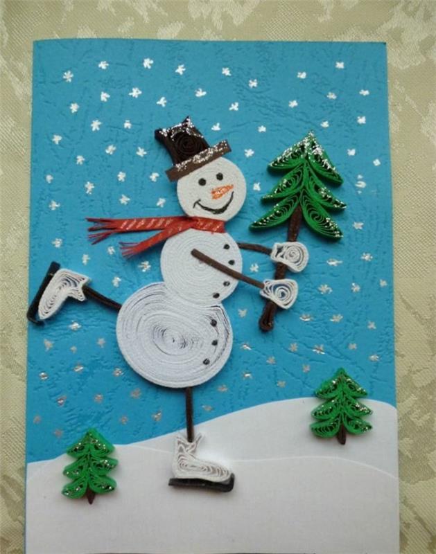 Suunnittele oma joulukortti lumiukko kuusen kanssa