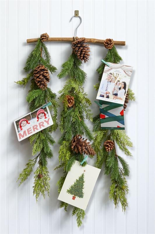 Talvikoristelu tinker joulun valokuvan haltijalle kuvia kortteja kuusen oksia