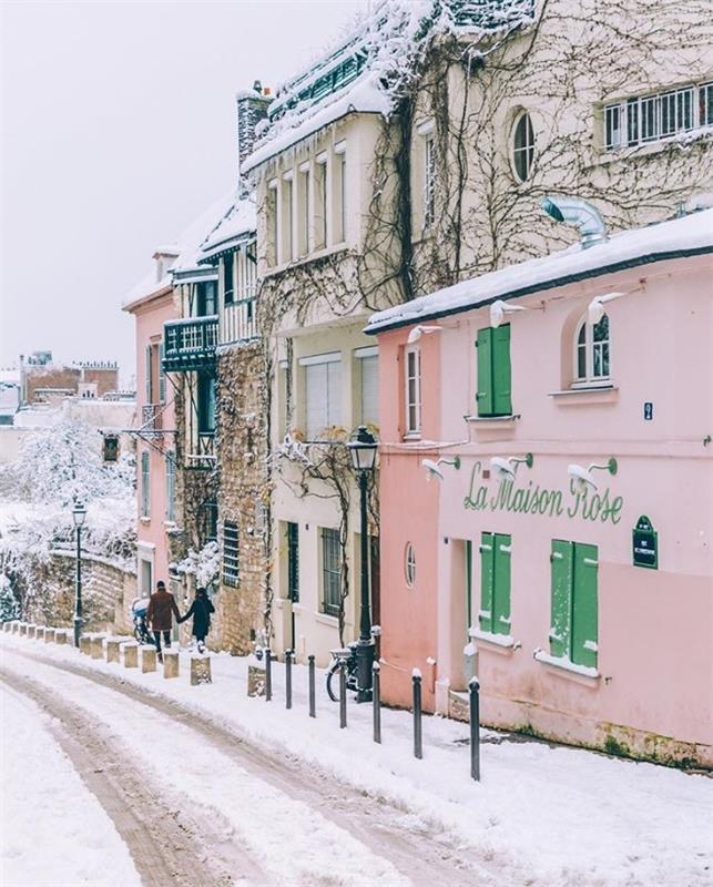 Talven ihmemaa Pariisi ikuinen rakkauden kaupunki Tuhannet turistit jopa talvella
