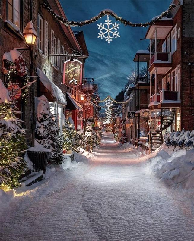 Talven ihmemaa Quebec City Kanada lumen peittämät kadut erittäin romanttinen tunnelma