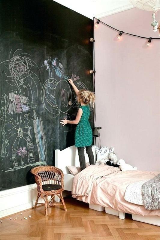 Maalaa seinät lastenhuoneen tytöt aksentti seinä liitulevy liitutaulu maali
