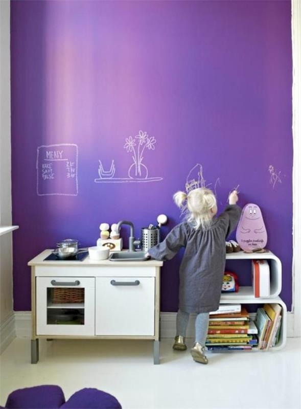 Maalaa seinät lastenhuoneen seinä violetti liitutaulu liitutaulu maali