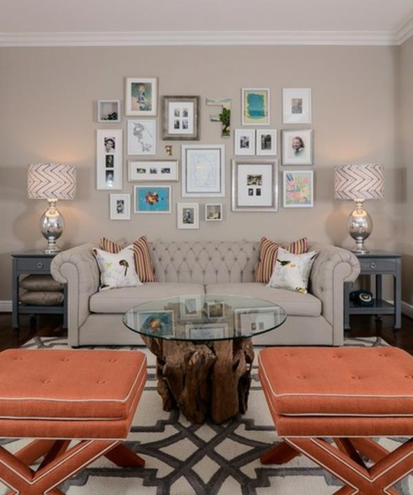 Eläviä ideoita huoneen suunnitteluun oranssi jakkara pöytälevy