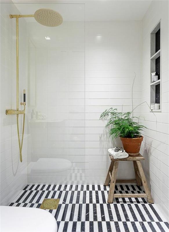 Kodin sisustusideoita kylpyhuoneen laatat musta valkoiset raidat kylpyhuoneen laatat