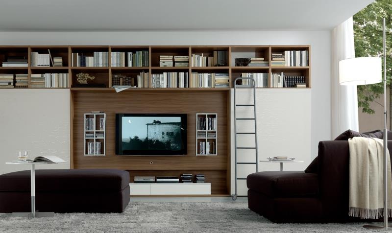 Säilytysseinän suunnittelu kirjahylly olohuoneen huonekalut TV -seinät