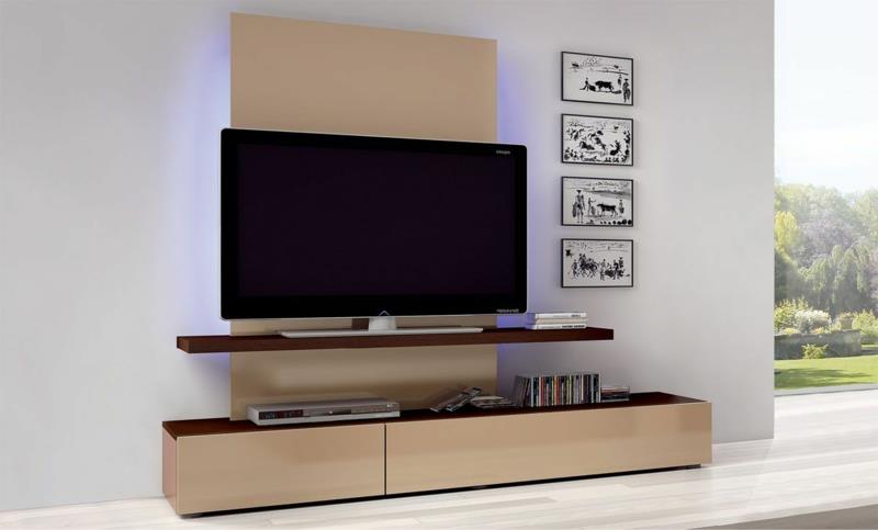 Seinäjärjestelmä moderni puu matala lauta käytännölliset TV -seinät