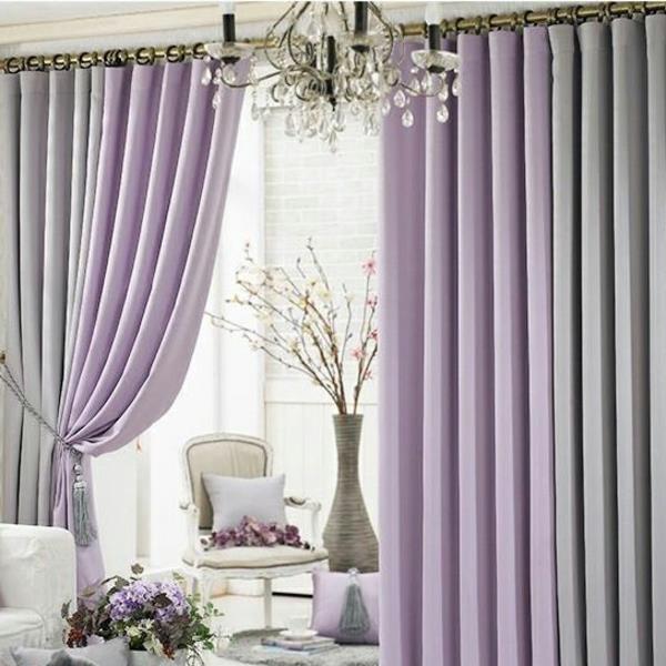 Olohuoneen verhot söpöjä värejä violetti