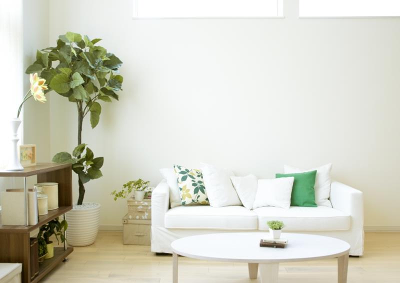 Olohuoneen seinäideoita moderni olohuone koristaa vihreitä sisustusideoita