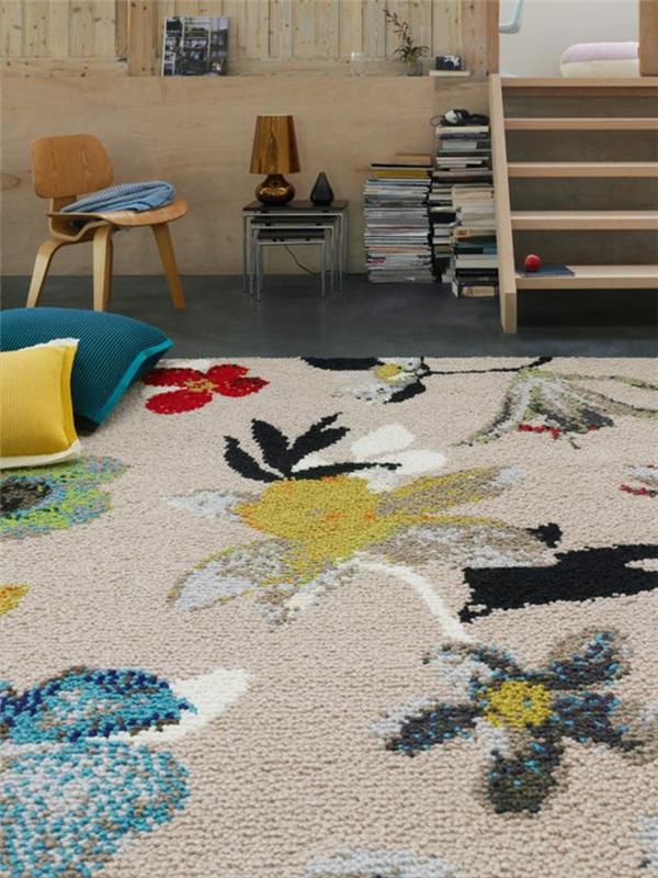 Villamatto puhdas värikäs kuvio olohuoneen matto