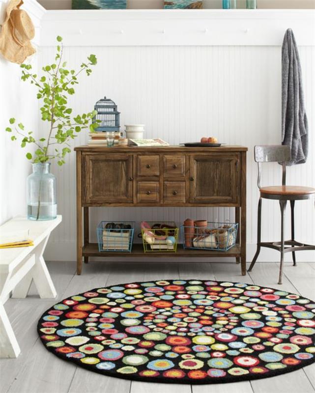 Villamatto puhdas pyöreä olohuoneen matto värikäs
