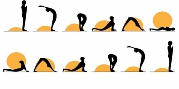 Jooga auringon tervehdys Surya Namaskar -sykli