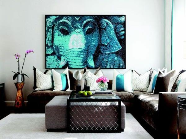 nykytaiteen maalaus norsu sininen intia