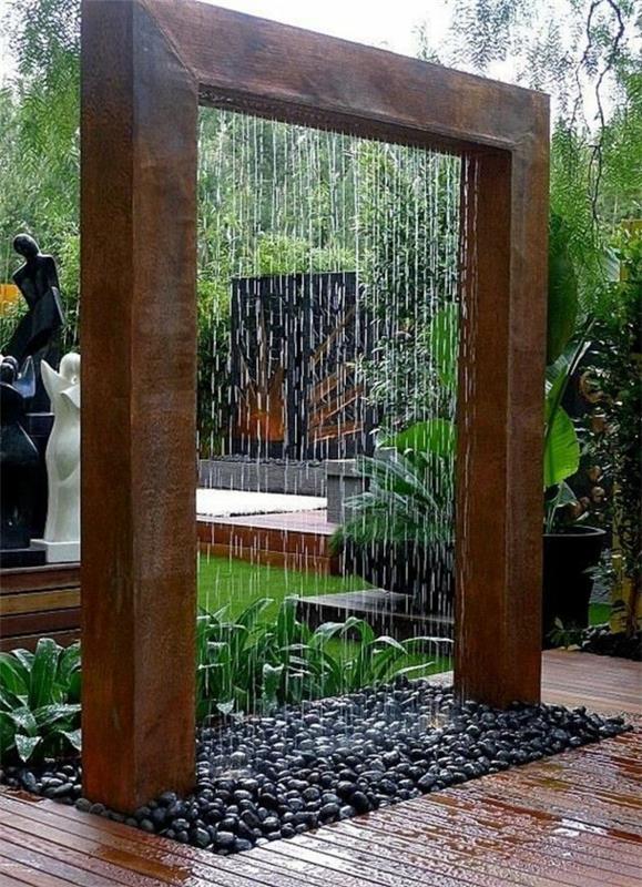 Zen -puutarha luo japanilaisen puutarhan sateen