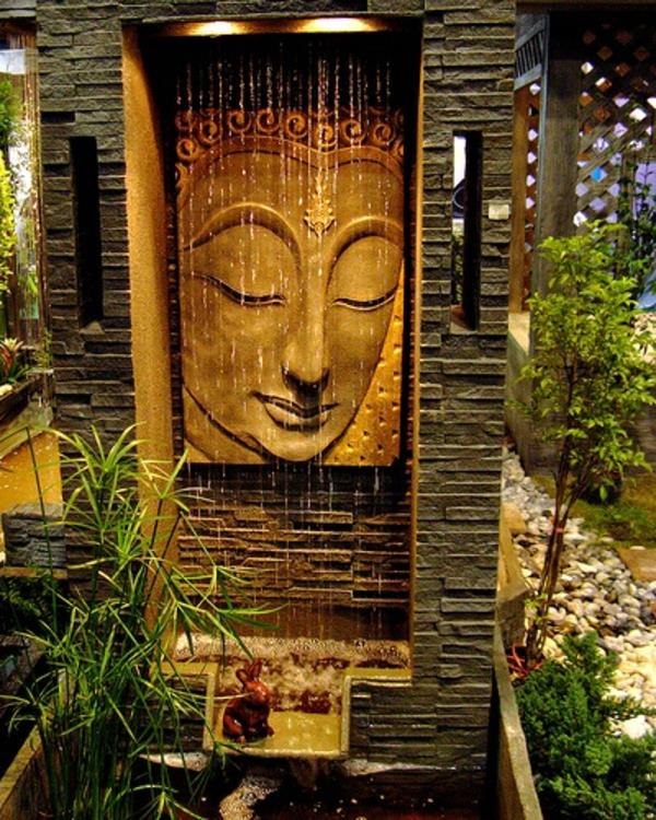 Zen -puutarha luo japanilaisia ​​kasveja buddha
