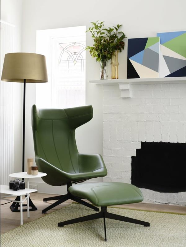 Huoneen lattiavalaisin sisustusideoita elävä nahka vihreä lounge