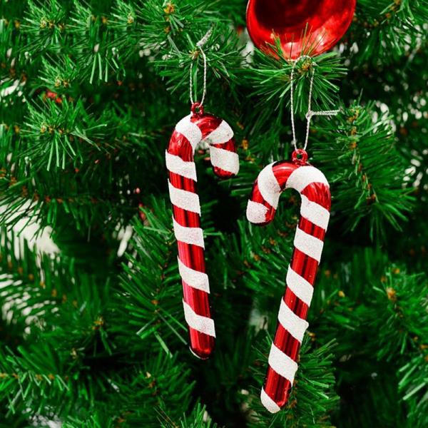 Candy -keppejä hauska koristelu suuri joulukuusi riipukset punainen valkoinen väri vihreä kuusen oksat
