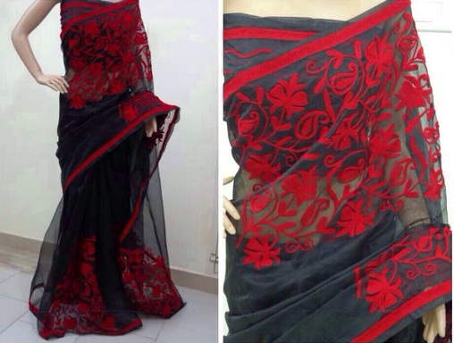 Supernet Aari Work Sarees