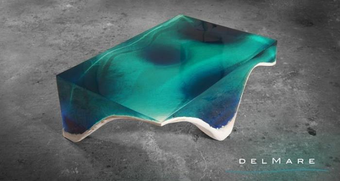 akryylilasi sohvapöytä ocean look design -huonekalut