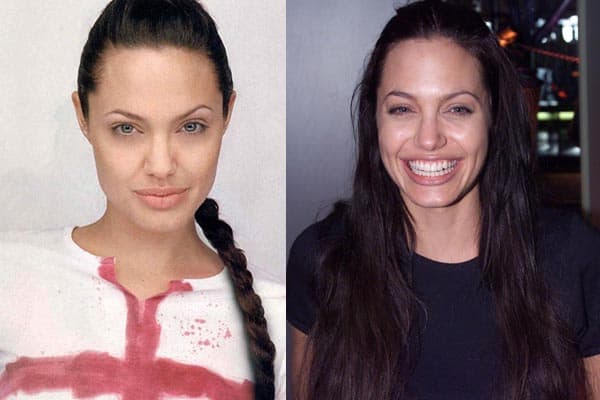 De hotteste berømtheder uden makeup Angelina Jolie