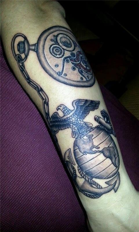 kotka maapallo ankkuri tatuointi kyynärvarren