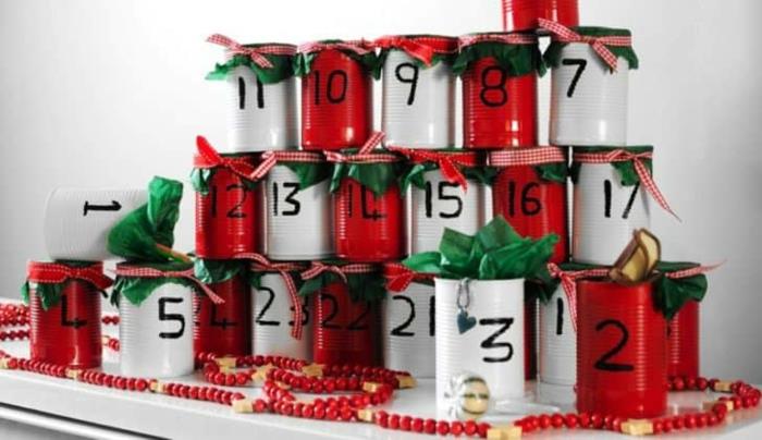 adventtikalenteri miehille käyttää tinapurkkeja uudelleen