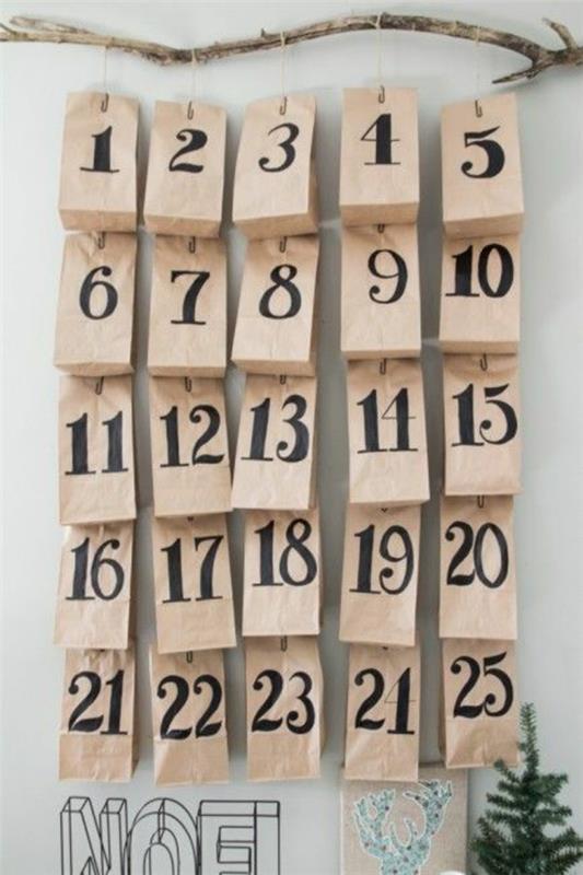 näppärä adventtikalenteri itse numeroidut paperipussit täytä adventtikalenteri