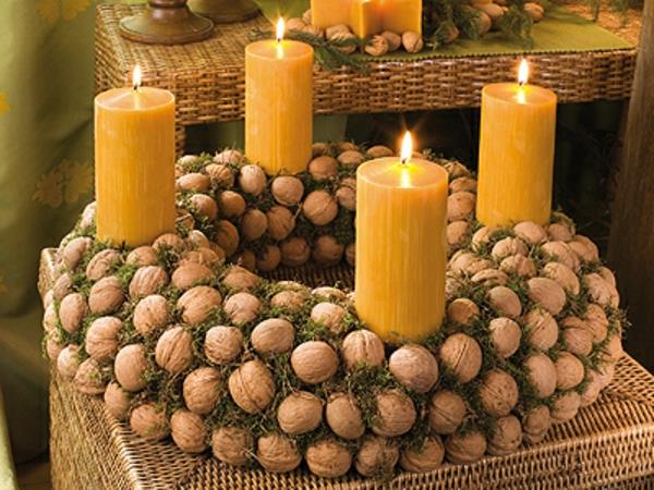 adventti seppele kuvia kynttilät pähkinät adventti seppele ideoita