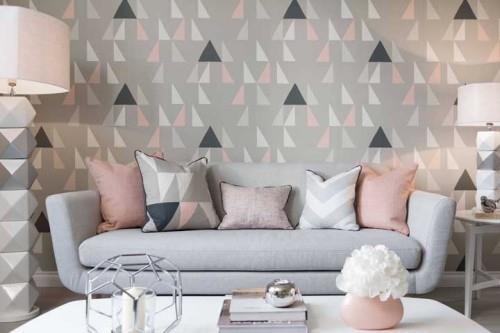 Akzent tapetti seinä design sohva sisustus
