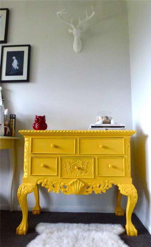uudistaa vanhat huonekalut puu lipasto palauttaa keltaisen