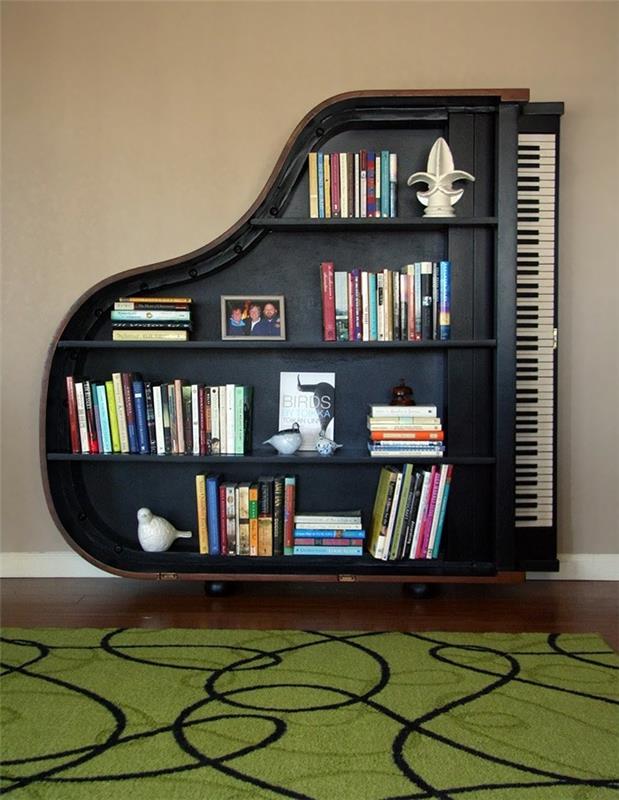 vanha piano upcycling seinähylly idea