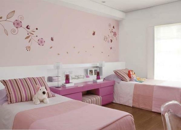 hämärä vaaleanpunainen seinämaali olohuone klassinen vintage lastenhuone tyttö