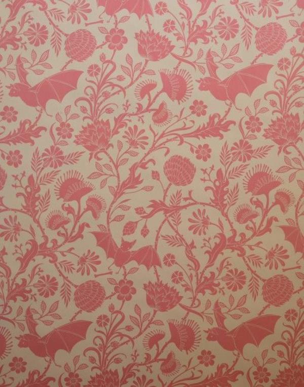 hämärä vaaleanpunainen seinäväri olohuone klassinen vintage -kuvio