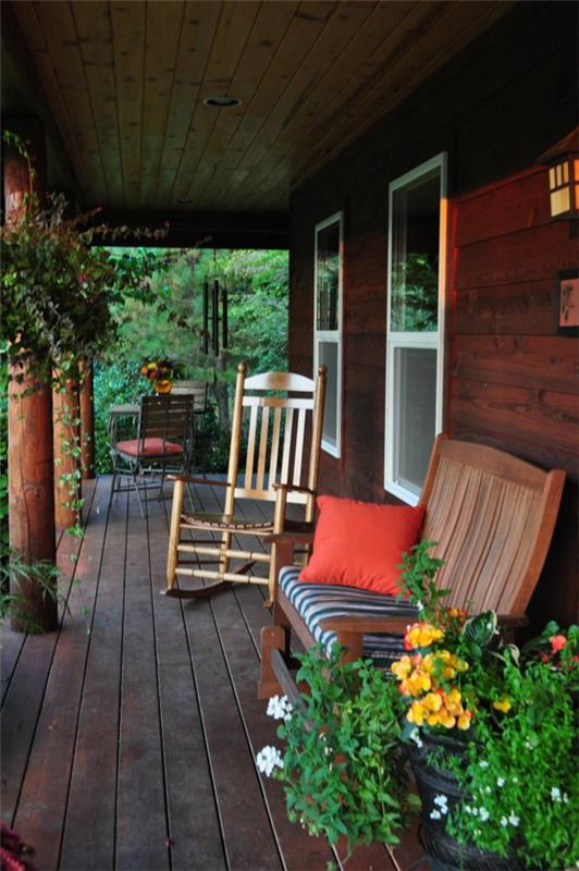 amerikkalaiset puutalot puinen veranta rakentaa oma keinutuolisi