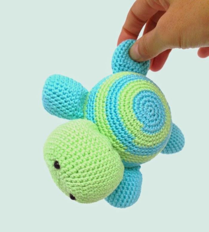 amigurumi virkkaa kaunis kilpikonna vihreä sininen