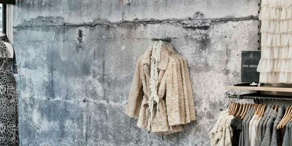 pukuhuone idea betoni tapetti takit naisten talo moderni