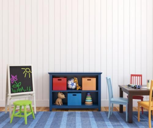 Sisustussuunnittelu leikkihuone lapsille värikkäitä huonekaluja alkuperäisiä sisustusideoita