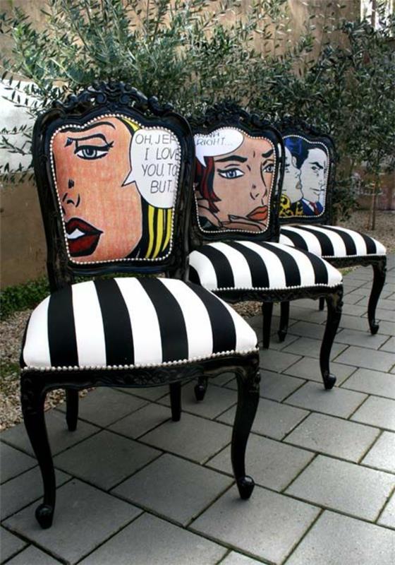 antiikki ranskalaiset pehmustetut huonekalut mustavalkoinen pop -taide