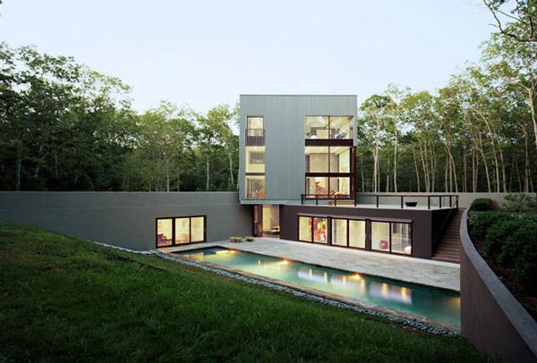 arkkitehti taloa moderni arkkitehtuuri ja suunnittelu puutarha -allas manimalistinen
