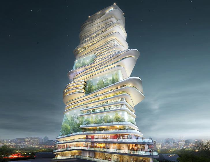 tulevaisuuden modernien rakennusten arkkitehtuuri