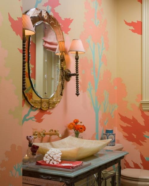 aasialaiset muodot design pesuallas tapetti kylpyhuone