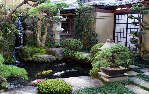 aasialainen japanilainen suunnitteluidea puutarha